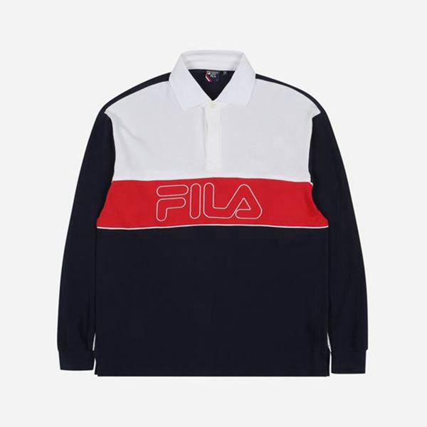 Fila Rugby L/S Women's Polo Shirts - Navy/White,NZ 58-98310